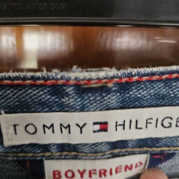 Tommy Hilfiger Boyfriend Jeans Women 6 Cuffed Crop Denim 100% Cotton Y2K - Picture 3 of 13